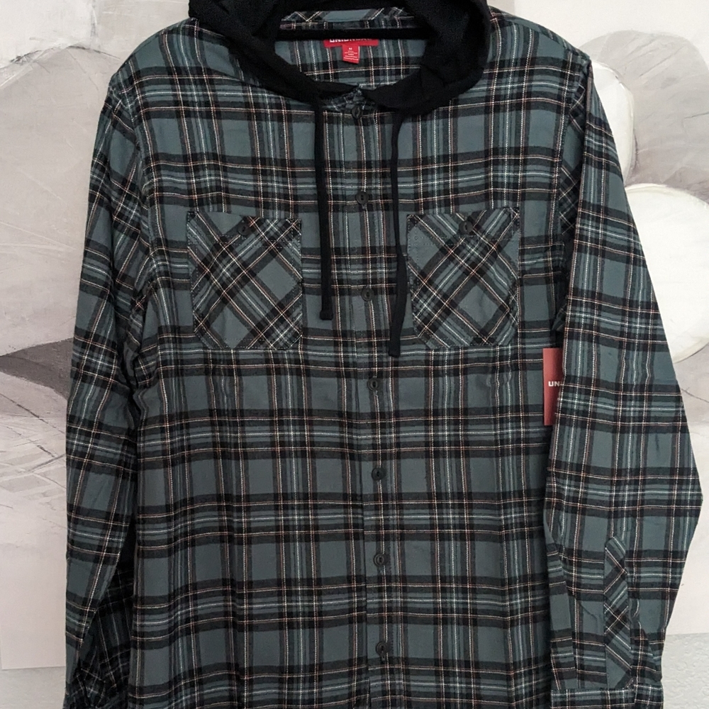 UnionBay Switchback Hooded Flannel Shirt Jacket Size Medium Nwt ❤️